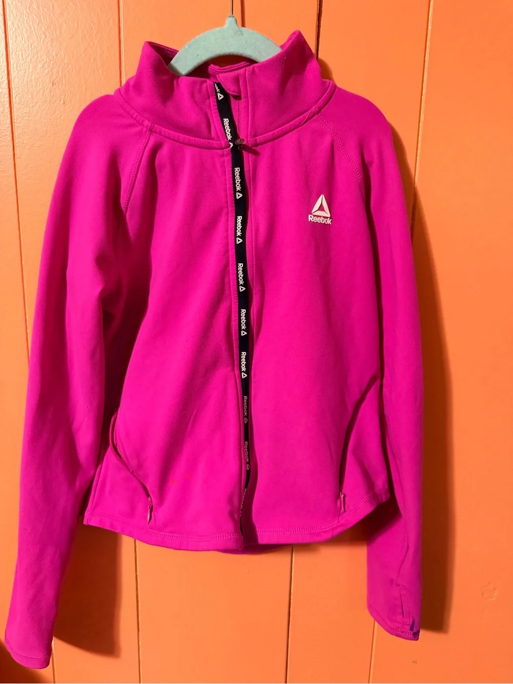 Reebok Bright Pink Girls' Full-Zip Fleece Hoodie